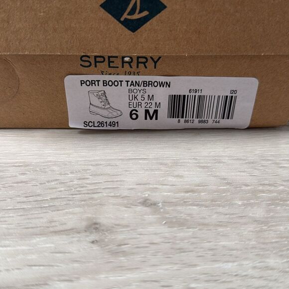 SPERRY Port Boot boys tan/brown 6M NWT in box - Picture 7 of 12